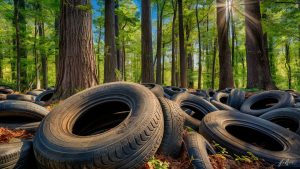 vieux pneus dans la nature : pollution