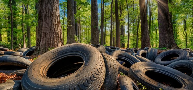 vieux pneus dans la nature : pollution